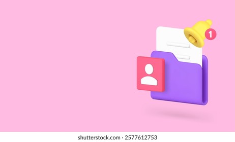 Personal data archive storage database file notification banner copy space vector illustration. User datum information alertness employee document client contact account identity alert