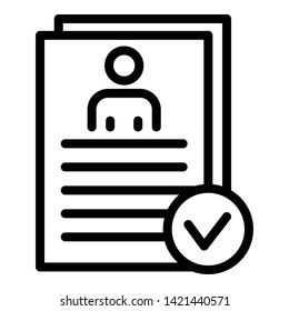 Personal data check icon. Outline personal data check vector icon for web design isolated on white background
