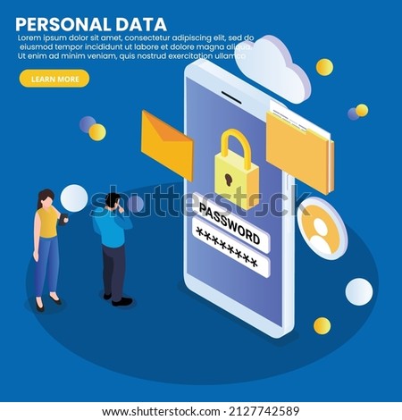 Personal data confidential isometric 3d vector concept for banner, website, illustration, landing page, flyer, etc.