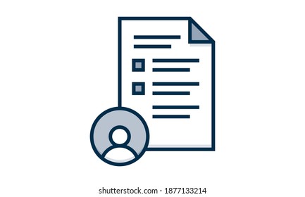 Icono de esquema de archivo de datos personales. signo de estilo lineal para concepto móvil y diseño web. Icono de vector de línea simple de la tarjeta de perfil. Símbolo, ilustración del logotipo. Gráficos vectoriales perfectos para píxeles