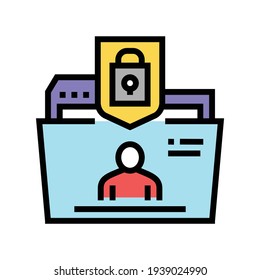 Personenbezogene Datendatei schützt Farbsymbol-Vektorgrafik. Schutzzeichen für personenbezogene Daten. einzelne Symbolillustration
