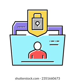 personal data file protect color icon vector. personal data file protect sign. isolated symbol illustration