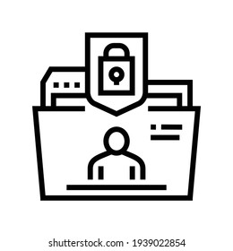 personal data file protect line icon vector. personal data file protect sign. isolated contour symbol black illustration