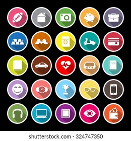 Personal data flat icons with long shadow, stock vector
