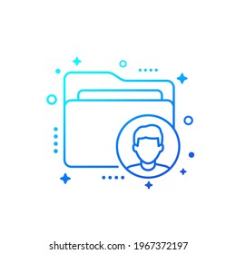 Personal data folder vector line icon