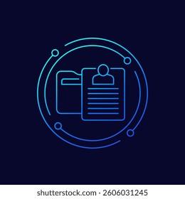 personal data icon with folder, linear design