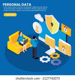 personal data isometric 3d vector concept for banner, website, illustration, landing page, flyer, etc.