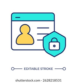 Personal data line color icon. User account with closed access. Protecting confidentiality online. Social network. Isolated vector illustration. Flat colorful symbol design. Editable stroke