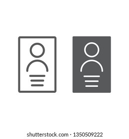 Personal data line and glyph icon, file and information, document sign, vector graphics, a linear pattern on a white background, eps 10.