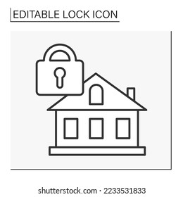  Personal data line icon. Locked door at house. Personal account. Lock concept. Isolated vector illustration. Editable stroke