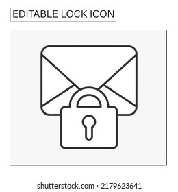  Personal data line icon. Notification. Private letter. Lock concept. Isolated vector illustration. Editable stroke