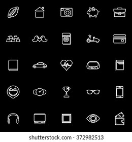 Personal data line icons on black background, stock vector