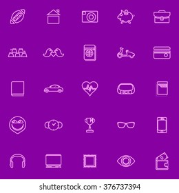 Personal data line icons pink color, stock vector