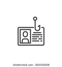Personal data phishing line icon. linear style sign for mobile concept and web design. ID phishing attack outline vector icon. Symbol, logo illustration. Vector graphics