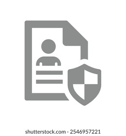 Personal data protected vector icon. Private information secured with shield symbol.