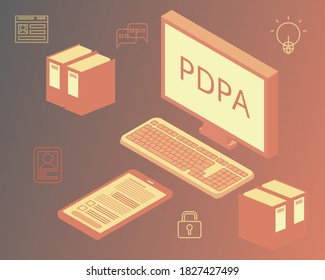 Ley de protección de datos personales o vector PDPA