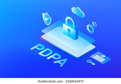 Personal Data Protection Act Or PDPA Concept, Secure Data Management And Protect Data From Hacker Attacks And Padlock Icon To Internet Technology Networking Vector Illustration