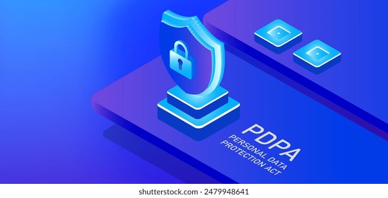 Personal data protection act or PDPA concept, Secure data management and protect data from hacker attacks and padlock icon to internet technology networking vector illustration