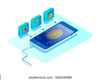 Concepto de protección de datos personales. Concepto de seguridad en línea. Isometric