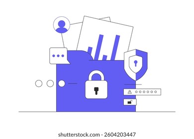 Personal data protection, Cyber security, Internet security or information privacy, Password protection. Flat Cartoon Vector Illustration, icon. Stylish abstract design web