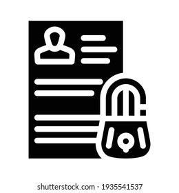 vector de icono de glifo de protección de datos personales. signo de protección de datos personales. símbolo de contorno aislado ilustración negra
