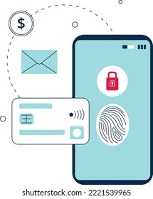 Personal data protection icon. Cyber security. Locked mobile device