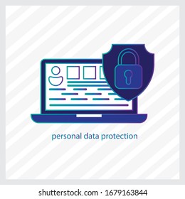 Diseño plano de icono de protección de datos personales