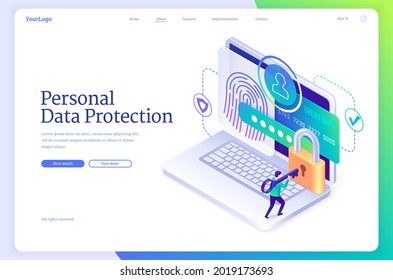 Personal data protection isometric landing page