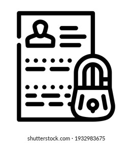 vector de icono de línea de protección de datos personales. signo de protección de datos personales. símbolo de contorno aislado ilustración negra