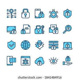 Personal data protection security isolated line icon set collection vector flat graphic design cartoon illustration