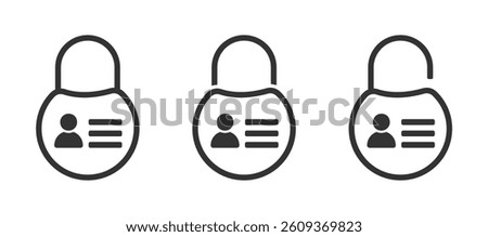 Personal data protection vector icons set. Password protection vector signs set