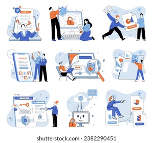 Personal data protection vector illustration. Safeguarding personal data requires secure technology systems and practices Confidentiality is fundamental principle personal data protection Personal