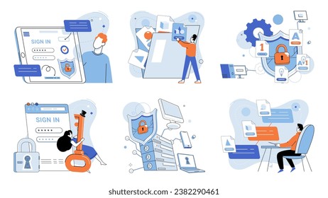 Ilustración vectorial de protección de datos personales. Una protección eficaz de los datos personales permite a las personas confiar en los proveedores de servicios Garantizar la seguridad y la privacidad de los datos personales responsabilidad compartida