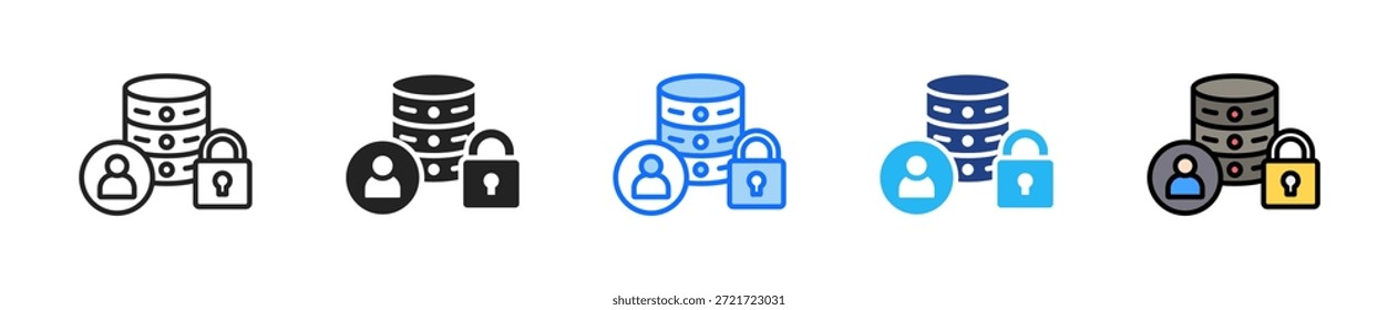 Conjunto de iconos de derechos de datos personales Colección de estilos múltiples