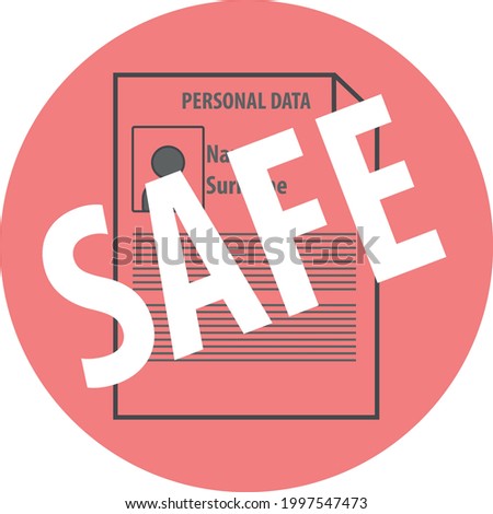 Personal data safe blanc on red background