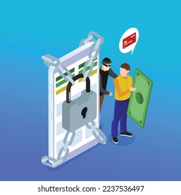 Personal data safety isometric 3d vector illustration concept for banner, website, illustration, landing page, flyer, etc.