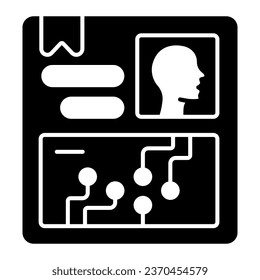 Personal data in screen solid icon, web security concept, virtual screen with questionnaire sign on white background, Personal information secure icon in glyph style. Vector graphics