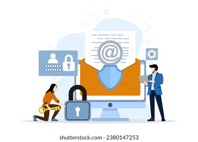 personal data security concept, online about cyber data security, internet security, or information privacy. security from hacker attacks. prevent hackers from stealing personal data. vector.