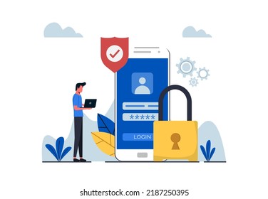 Personal data security concept. Data security, protected access control, privacy data protection. Modern flat style for landing page, web banner and many more