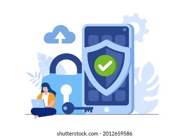 Persönliche Datensicherheit, Cyber-Datensicherheit Online Concept Illustration, Internetsicherheit oder Datenschutz. flacher Vektorgrafik-Banner und -Schutz