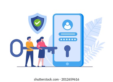 Personal data security, cyber data security online concept illustration, internet security or information privacy. flat vector illustration banner and protection