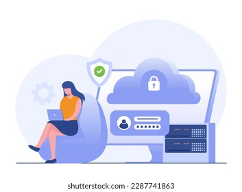 Personal data security, cyber data security online concept illustration, internet security or information privacy. flat vector illustration banner and protection