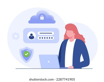 Personal data security, cyber data security online concept illustration, internet security or information privacy. flat vector illustration banner and protection