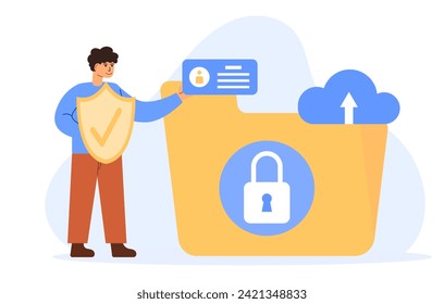 Personal data security, cyber data security online concept illustration, internet security. Vector isolated concept