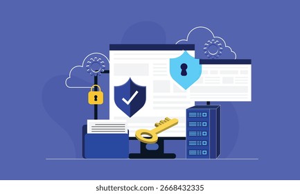 Personal data security, cyber data security online concept