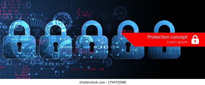 Seguridad de datos personales Ilustra la idea de privacidad de datos cibernéticos o de información. Tecnología de Internet colorida abstracta.