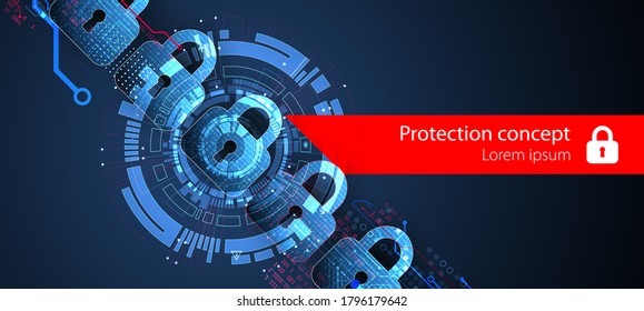 Personal data security Illustrates cyber data or information privacy idea. Color abstract  internet technology.