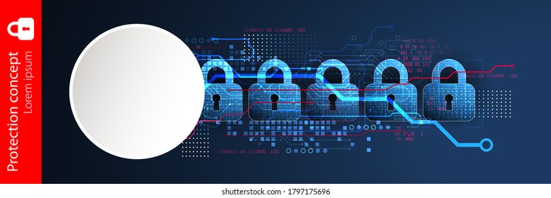 Personal data security Illustrates cyber data or information privacy idea. Color abstract  internet technology.