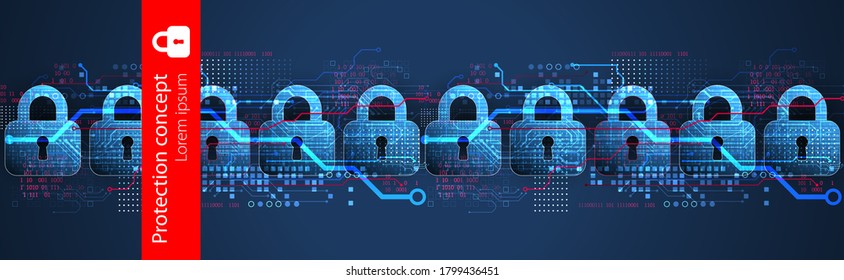 Personal data security Illustrates cyber data or information privacy idea. Color abstract  internet technology.
