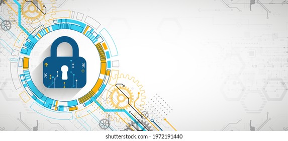 Personal data security Illustrates cyber data or information privacy idea. Color abstract  internet technology.